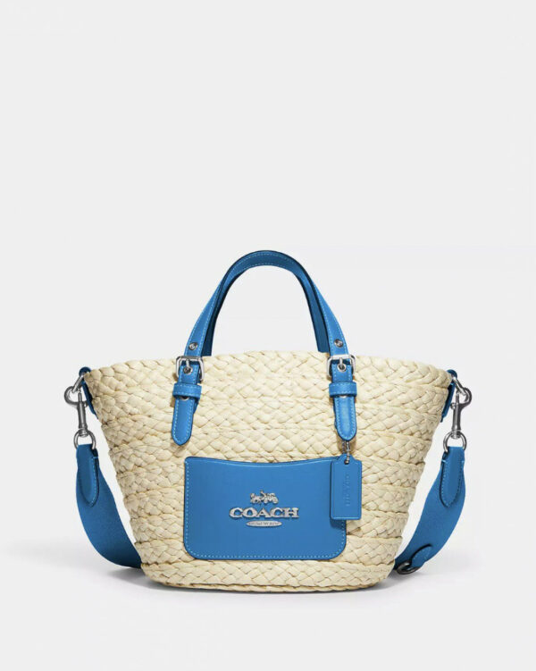 CLEARANCE-Coach Small Tote (Silver/Natural/Racer Blue)