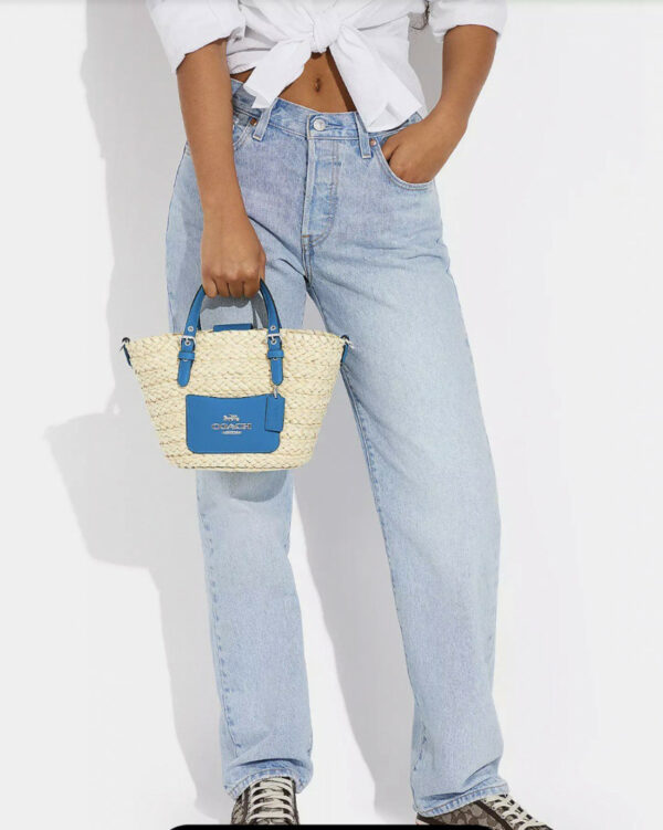 CLEARANCE-Coach Small Tote (Silver/Natural/Racer Blue) - Image 4