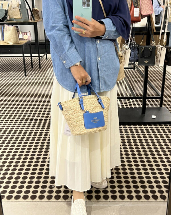 CLEARANCE-Coach Small Tote (Silver/Natural/Racer Blue) - Image 6