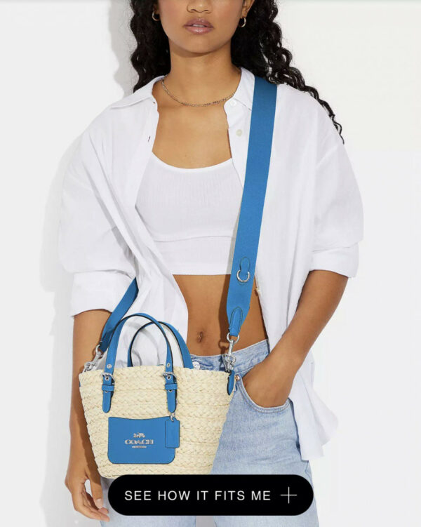 CLEARANCE-Coach Small Tote (Silver/Natural/Racer Blue) - Image 5
