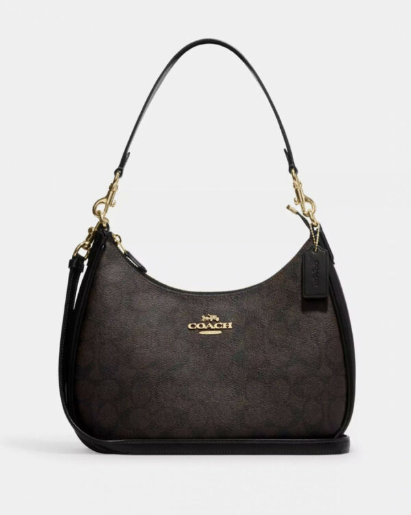 Coach Teri Hobo In Signature Canvas (im/brown Black)