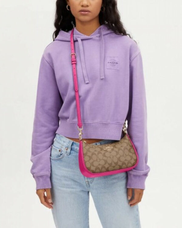 Coach Teri Shoulder Bag In Signature Canvas (im/khaki/cerise) - Image 3