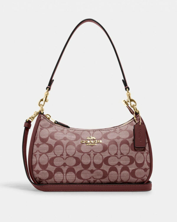 Coach Teri Shoulder Bag In Signature Chambray (gold/wine Multi)