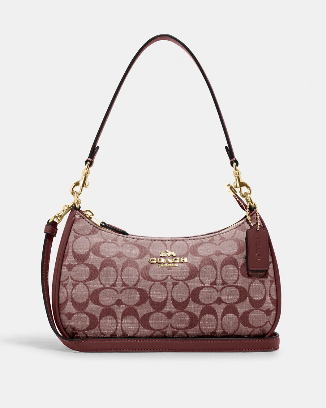 Coach Teri Shoulder Bag In Signature Chambray gold wine Multi Butik Sarah Shaber
