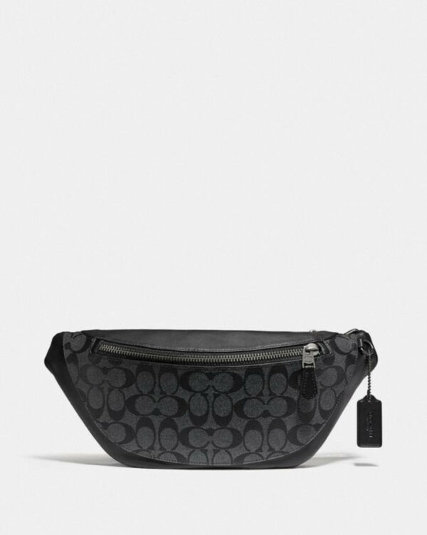 Coach Warren Belt Bag In Signature (Charcoal Black)