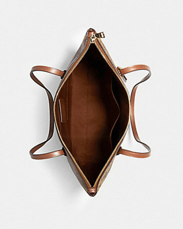 Coach Zip Top Tote In Signature Canvas With Horse And Sleigh (gold/khaki/chalk) - Image 2