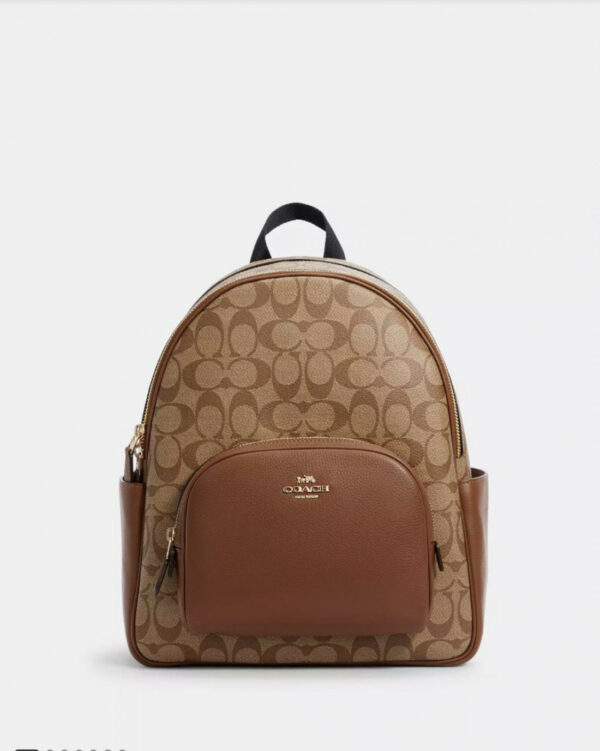 Court Backpack In Signature Canvas (Khaki Saddle 2)