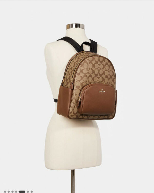 Court Backpack In Signature Canvas (Khaki Saddle 2) - Image 4