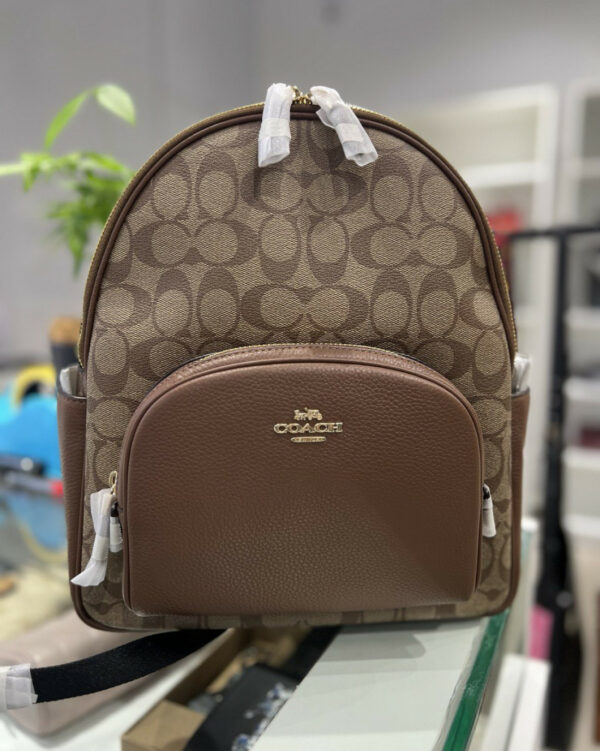 Court Backpack In Signature Canvas (Khaki Saddle 2) - Image 5