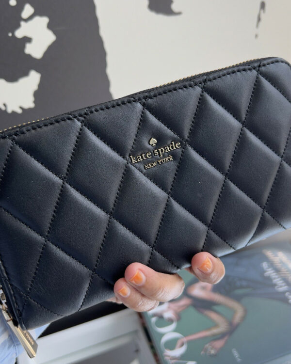 Kate Spade Carey Smooth Quilted Leather Large Continental Wallet (black) - Image 4