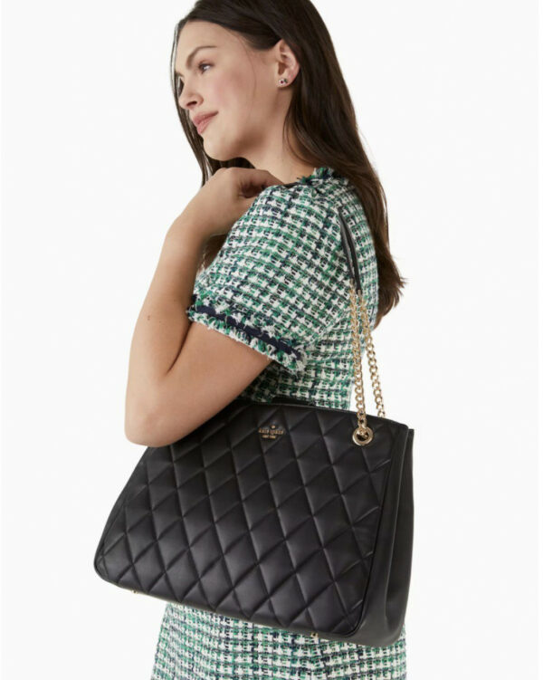 Kate Spade Carey Smooth Quilted Leather Tote (black) - Image 4