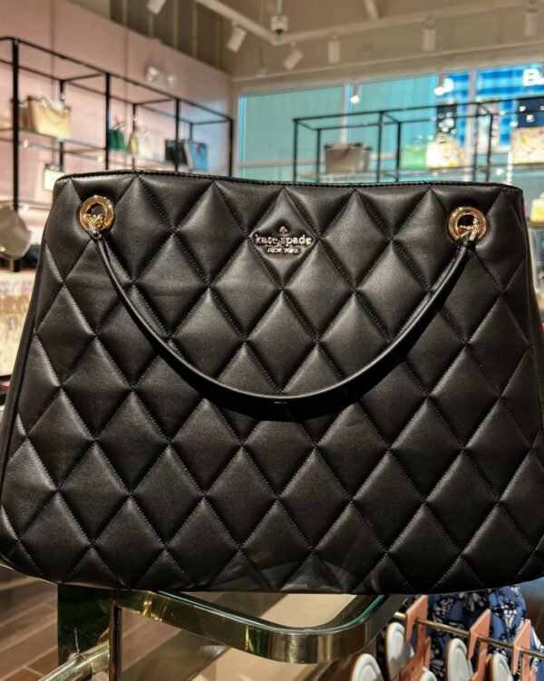 Kate Spade Carey Smooth Quilted Leather Tote (black) - Image 3