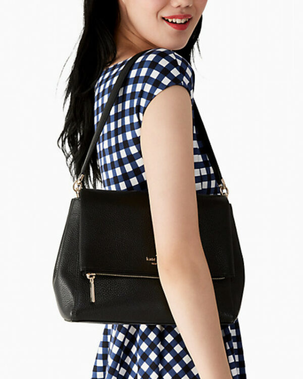 Kate Spade Leila Medium Flap Shoulder (Black) - Image 6