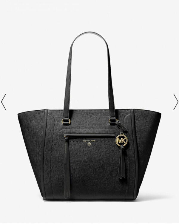 Michael Kors Carine Leather Large Front Zip Tote (black)