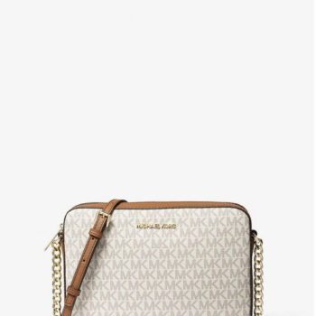 Michael Kors Jet Set Large Printed Logo Crossbody Bag (Vanilla)