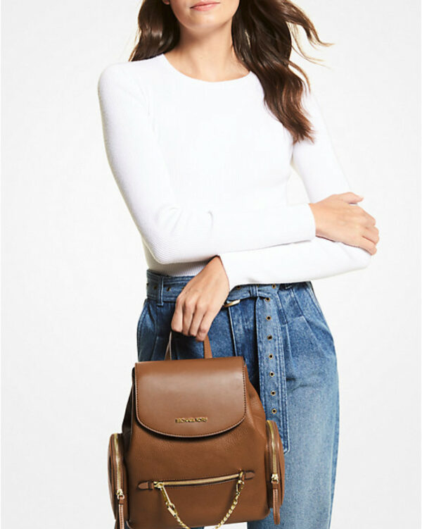 Michael Kors Jet Set Medium Pebbled Leather Backpack (Luggage) - Image 4