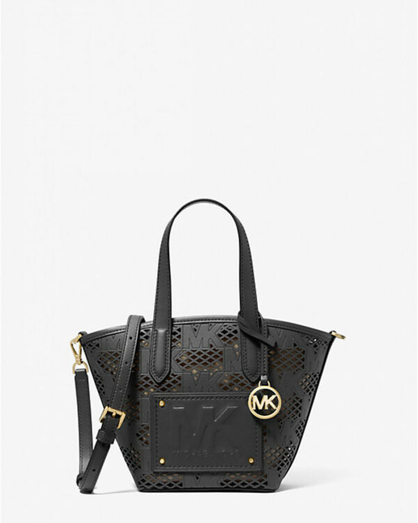Michael Kors Kimber Small 2 In 1 Perforated Leather Tote Bag (black)