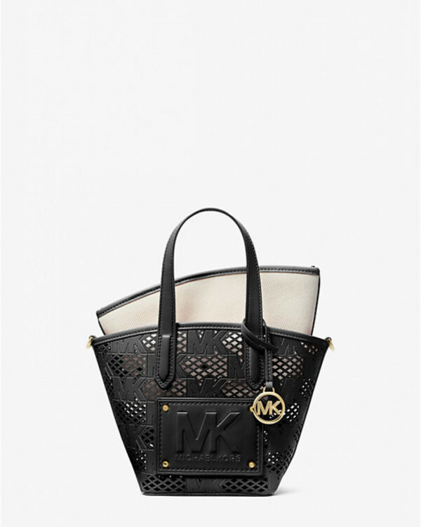 Michael Kors Kimber Small 2 In 1 Perforated Leather Tote Bag (black) - Image 4