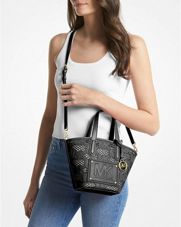 Michael Kors Kimber Small 2 In 1 Perforated Leather Tote Bag (black) - Image 3