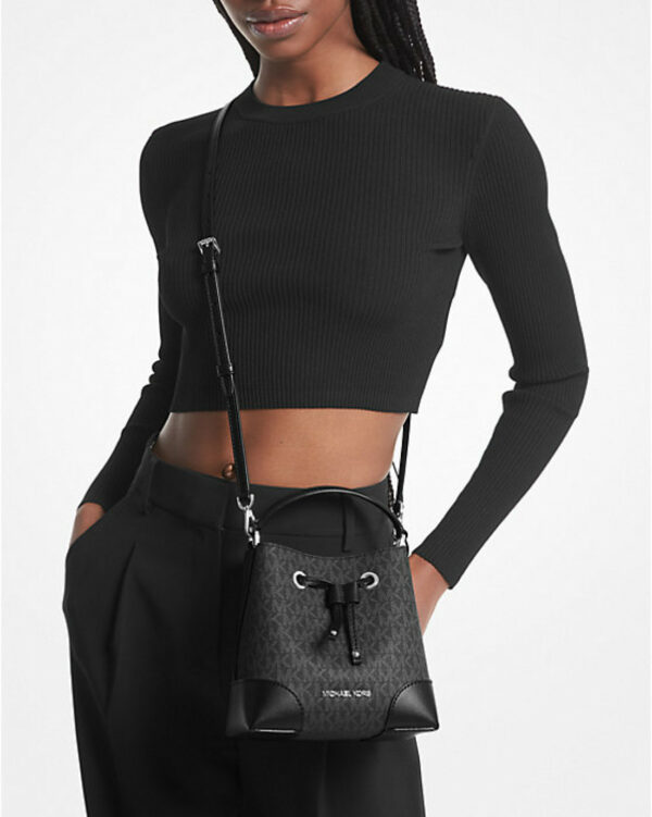 Michael Kors Mercer Small Drawstring Bucket Messenger (black) - Image 3