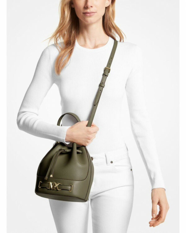 Michael Kors Reed Medium Pebbled Leather Bucket Bag (olive) - Image 2