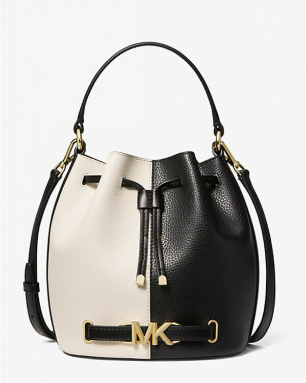 Michael Kors Reed Medium Two Toned Pebbled Leather Bucket Bag (black Multi)