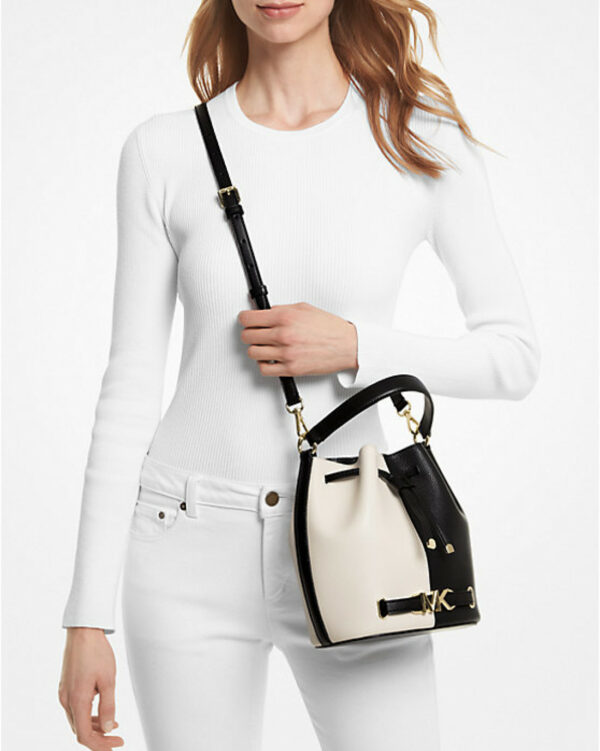 Michael Kors Reed Medium Two Toned Pebbled Leather Bucket Bag (black Multi) - Image 3
