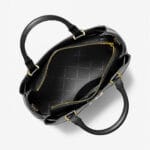 MICHAEL KORS REED SMALL BELTED LEATHER SATCHEL (BLACK)