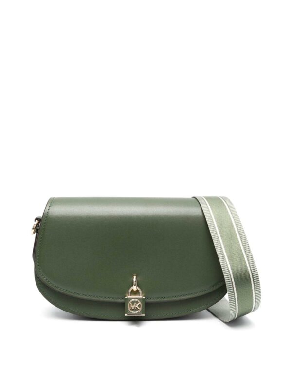 Michael Kors Mila Medium Leather Leather Messenger (amazon Green)