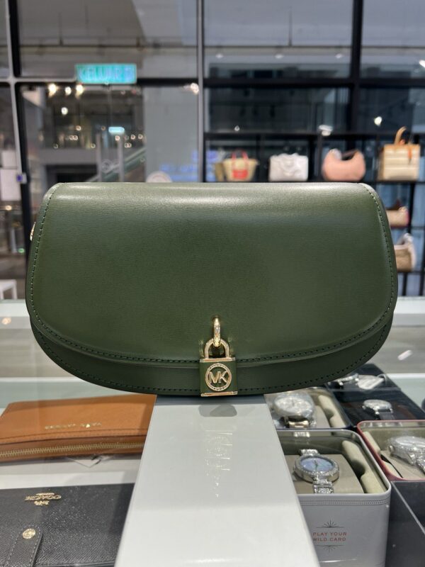Michael Kors Mila Medium Leather Leather Messenger (amazon Green) - Image 2