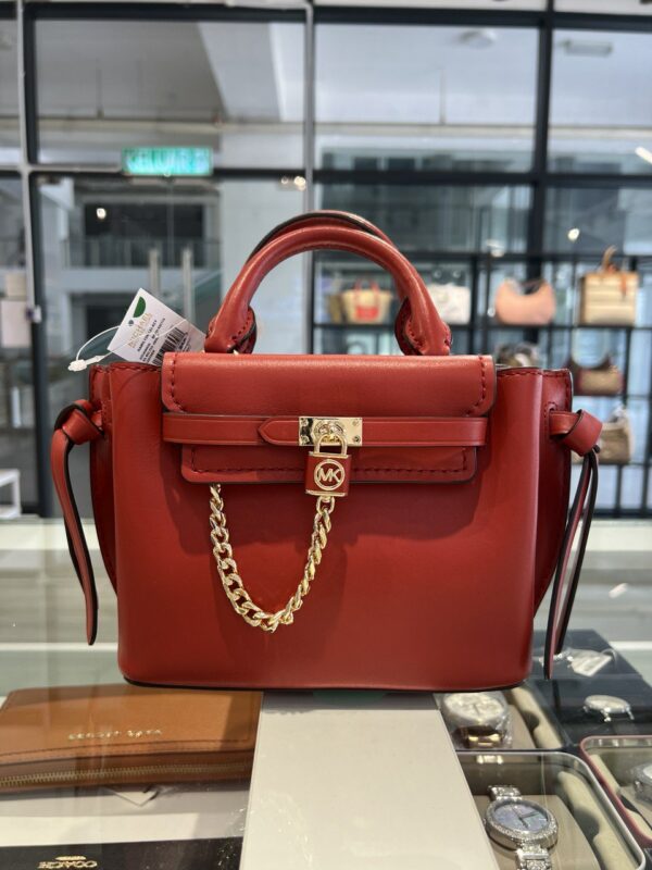 Michael Kors Hamilton Legacy  Small Leather Belted Satchel (terracotta) - Image 4
