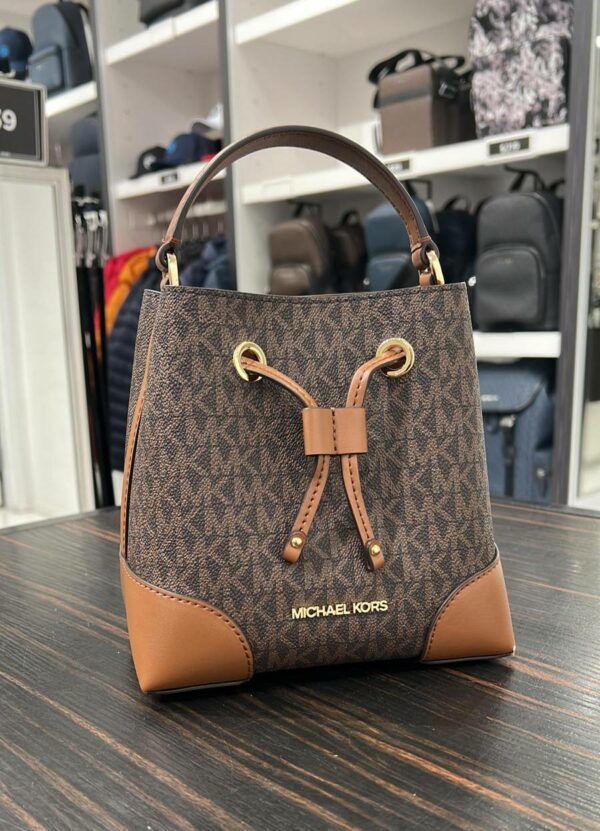 Michael Kors Mercer Small Drawstring Bucket Messenger (brown) - Image 4