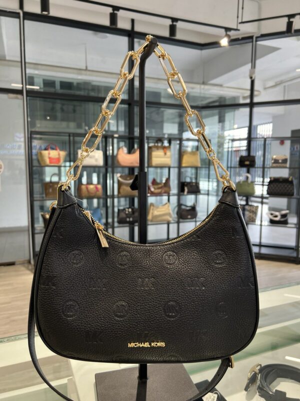 Michael Kors Cora Large Leather Zip Pouchette (Black)