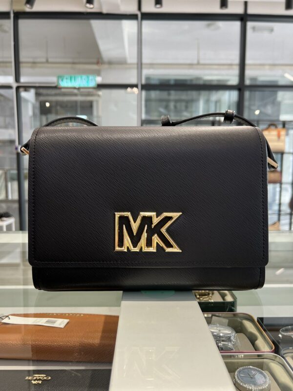 PRE ORDER- Michael Kors Mimi Medium Leather Messenger (Black) - Image 5