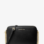 Michael Kors Jet Set Large Saffiano Leather Crossbody Bag (Black)