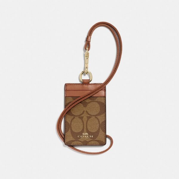 Coach Id Lanyard In Signature (Khaki/Saddle)