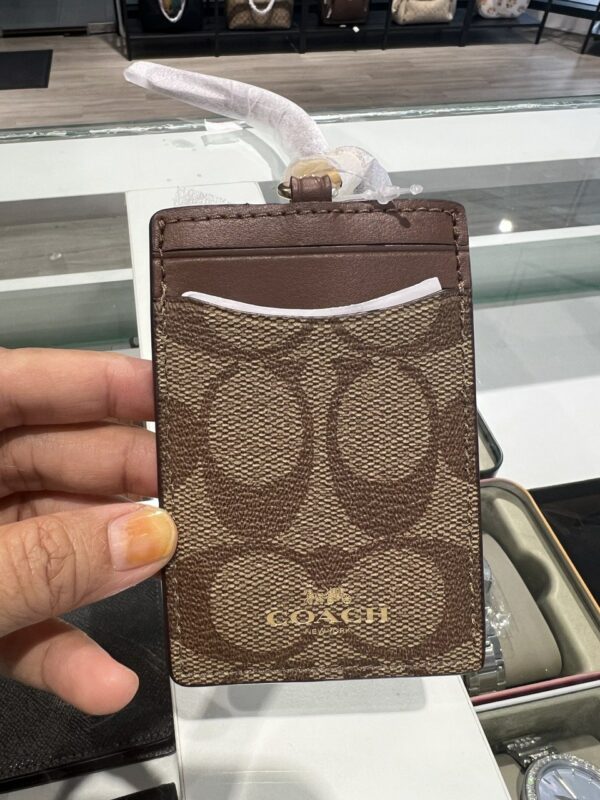 Coach Id Lanyard In Signature (Khaki/Saddle) - Image 4