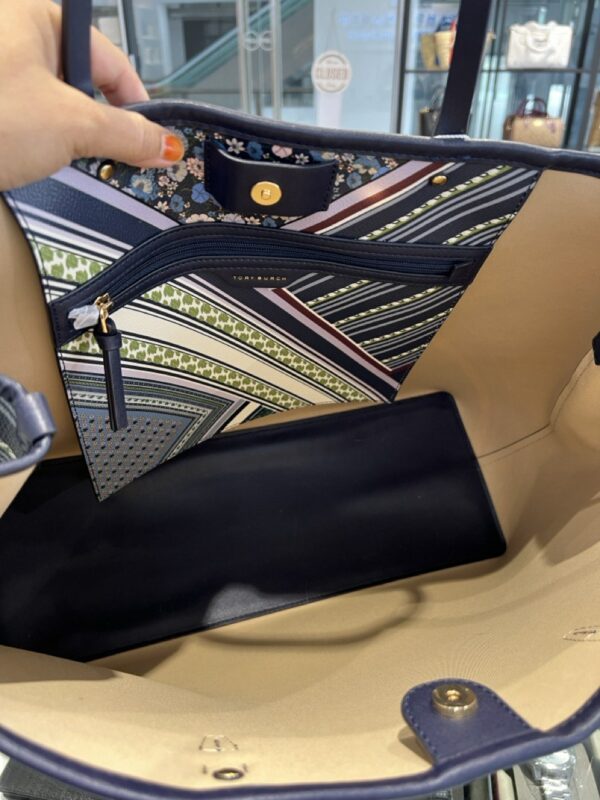 Tory Burch Kerrington Square Tote (navy Multi) - Image 4