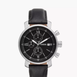Fossil Rhett Chronograph Black Leather Watch Men (bq1006)
