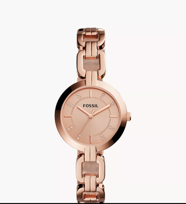 Fossil Kerrigan Three Hand Rose Gold Tone Stainless Steel Watch Women (BQ3206)
