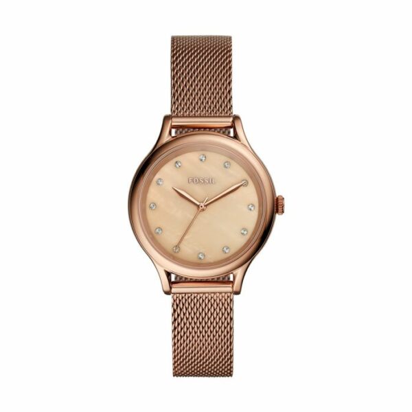 Fossil Laney Three Hand Rose Gold Tone Stainless Steel Watch Women (bq3392)