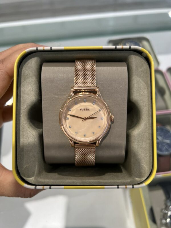 Fossil Laney Three Hand Rose Gold Tone Stainless Steel Watch Women (bq3392) - Image 3