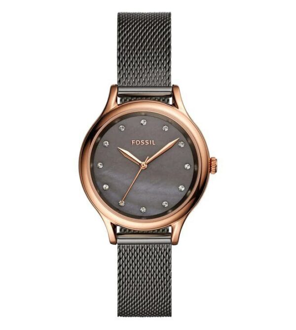 Fossil Laney Three Hand Smoke Tone Stainless Steel Watch Women (bq3393)
