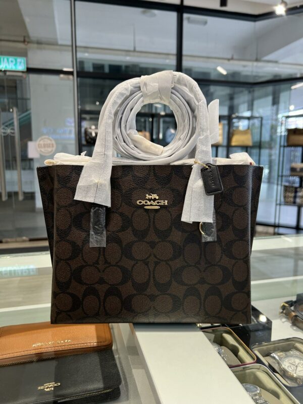 Coach Mollie Tote 25 In Signature Canvas (brown/black) - Image 2