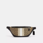 Coach Warren Belt Bag In Blocked Signature Canvas With Varsity Stripe (Khaki Multi)