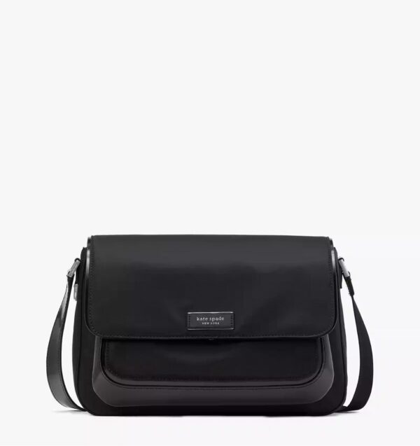 Kate Spade Sam Icon Ksnyl Nylon Medium Messenger (black)- Boutique Transfer