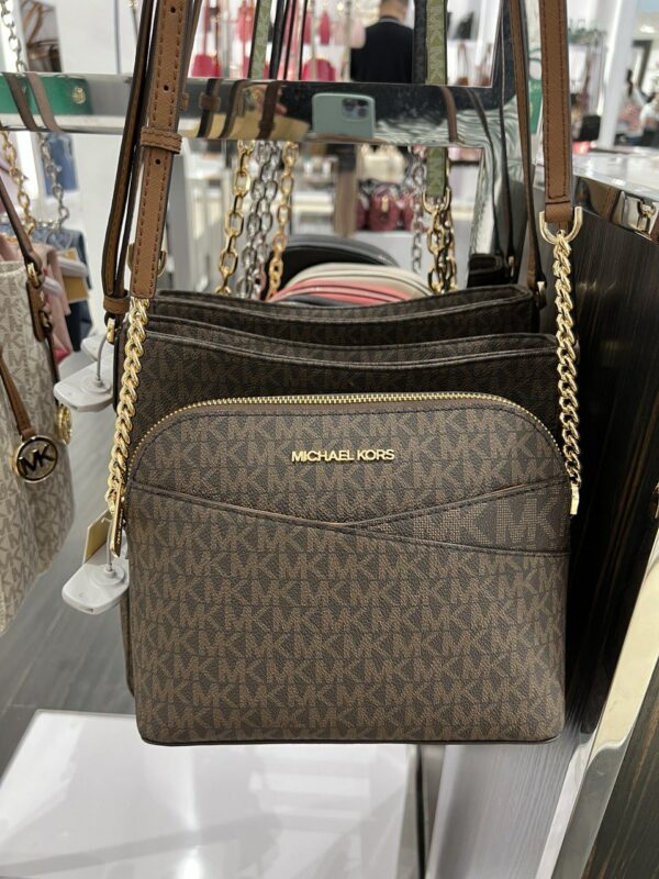 Michael Kors Jet Set Travel Medium Logo Dome Crossbosy (Brown) - Image 3