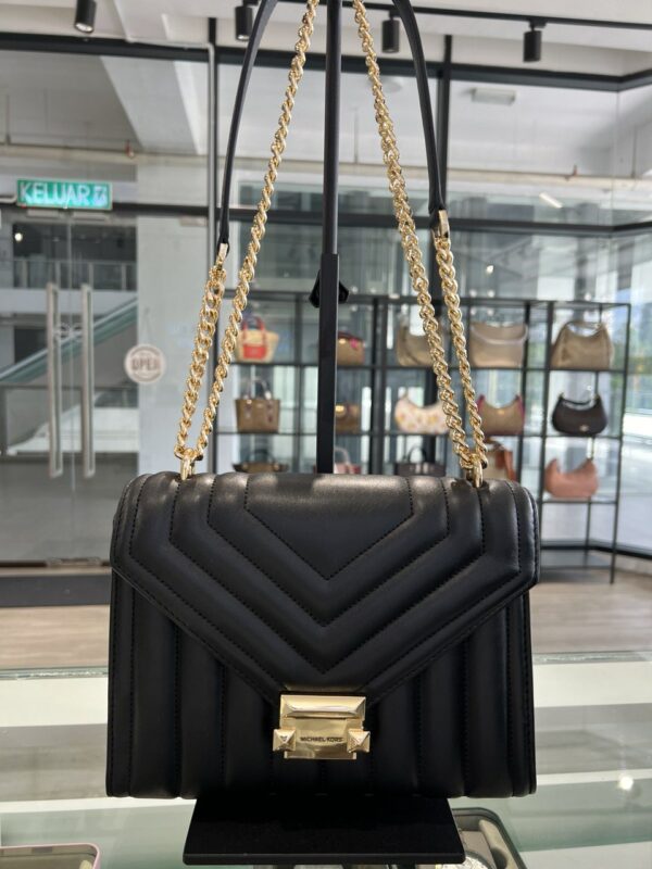 Michael Kors Whitney Medium Flap Chain Quilted Shoulder Bag (Black) - Image 4