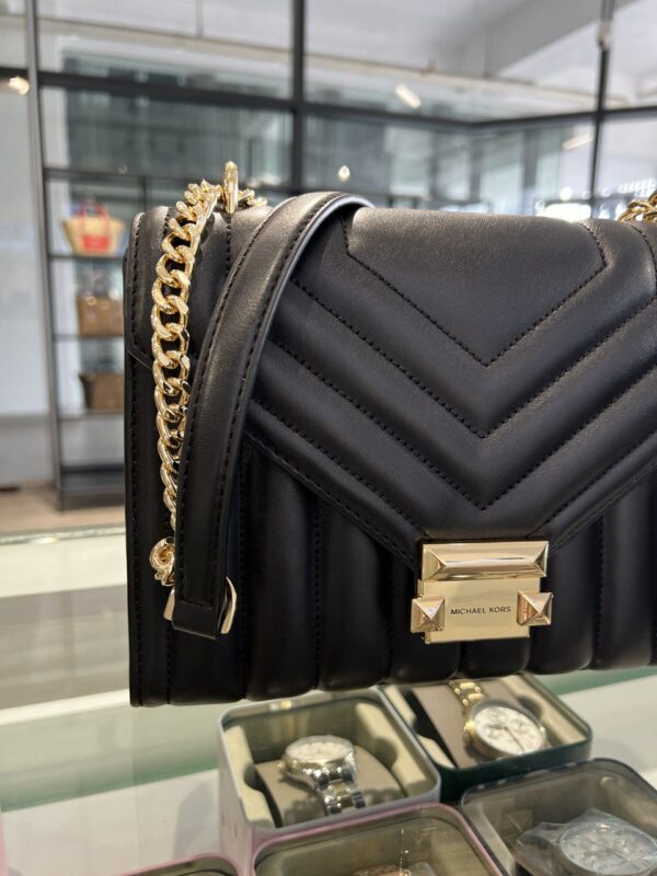 Michael Kors Whitney Medium Flap Chain Quilted Shoulder Bag (Black) - Image 2