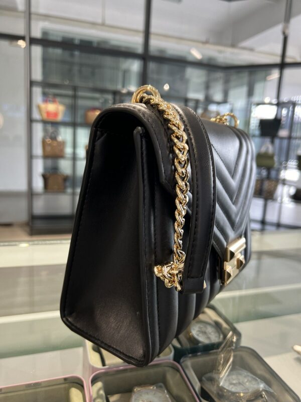 Michael Kors Whitney Medium Flap Chain Quilted Shoulder Bag (Black) - Image 3